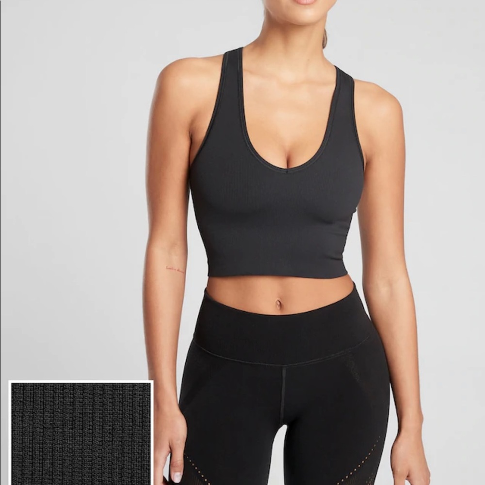 Aurora crop rib tank black athleta